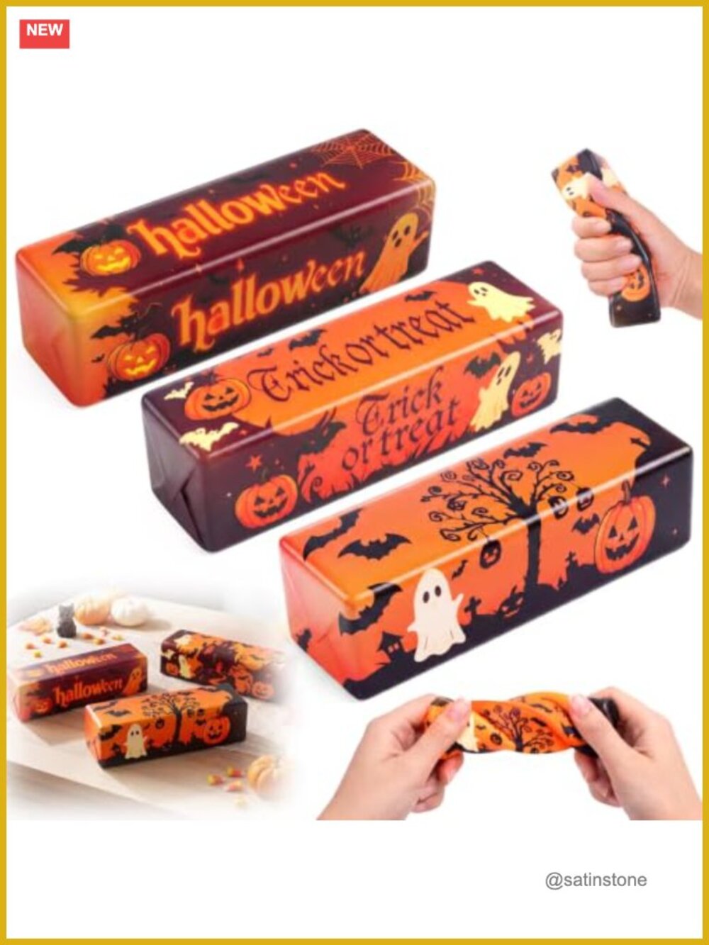 3 Pack Halloween Squishy Toys Stress Relief Fidget 5.12 Inch Slow Rising